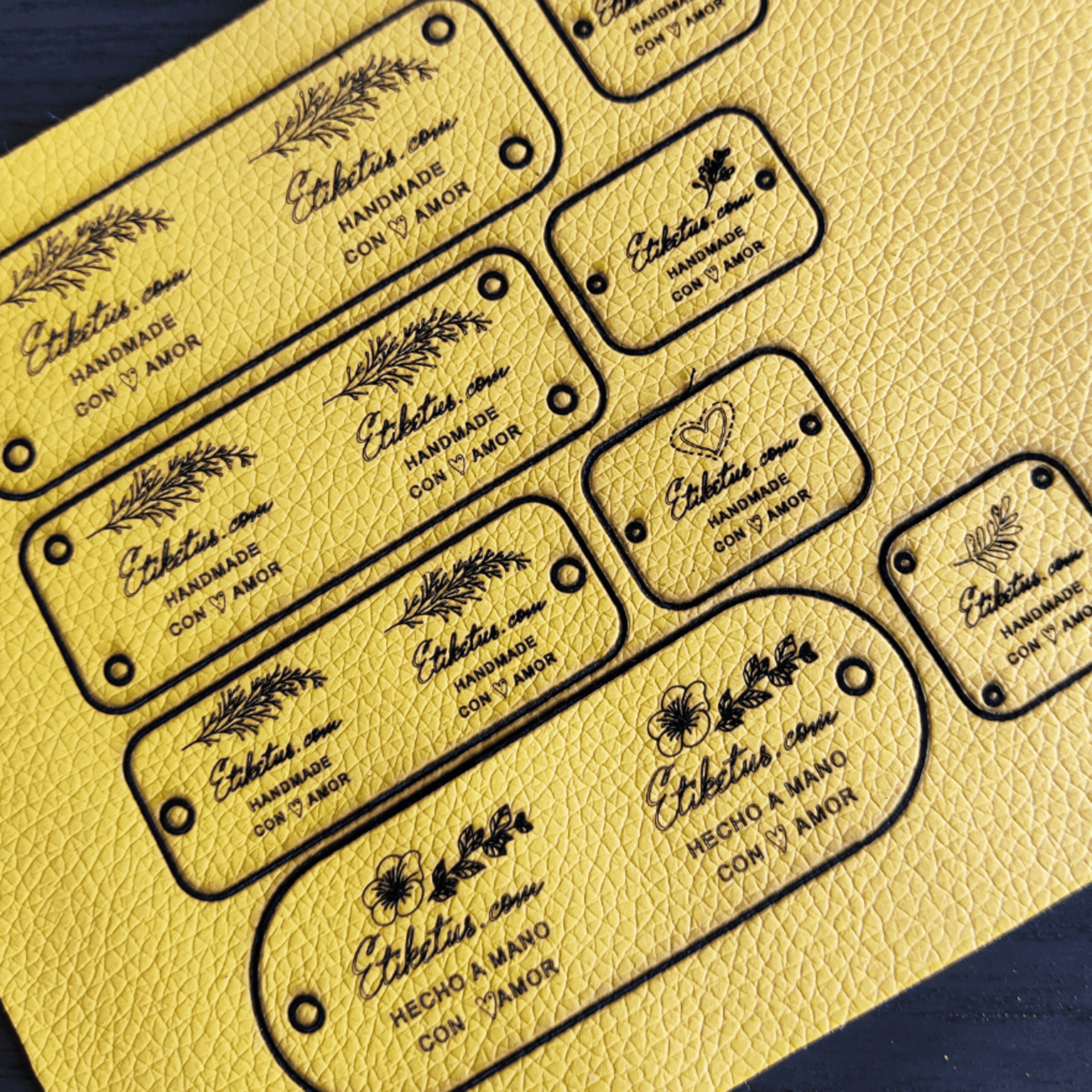 Etiqueta personalizada rectangular de cuero sintético PU - 3
