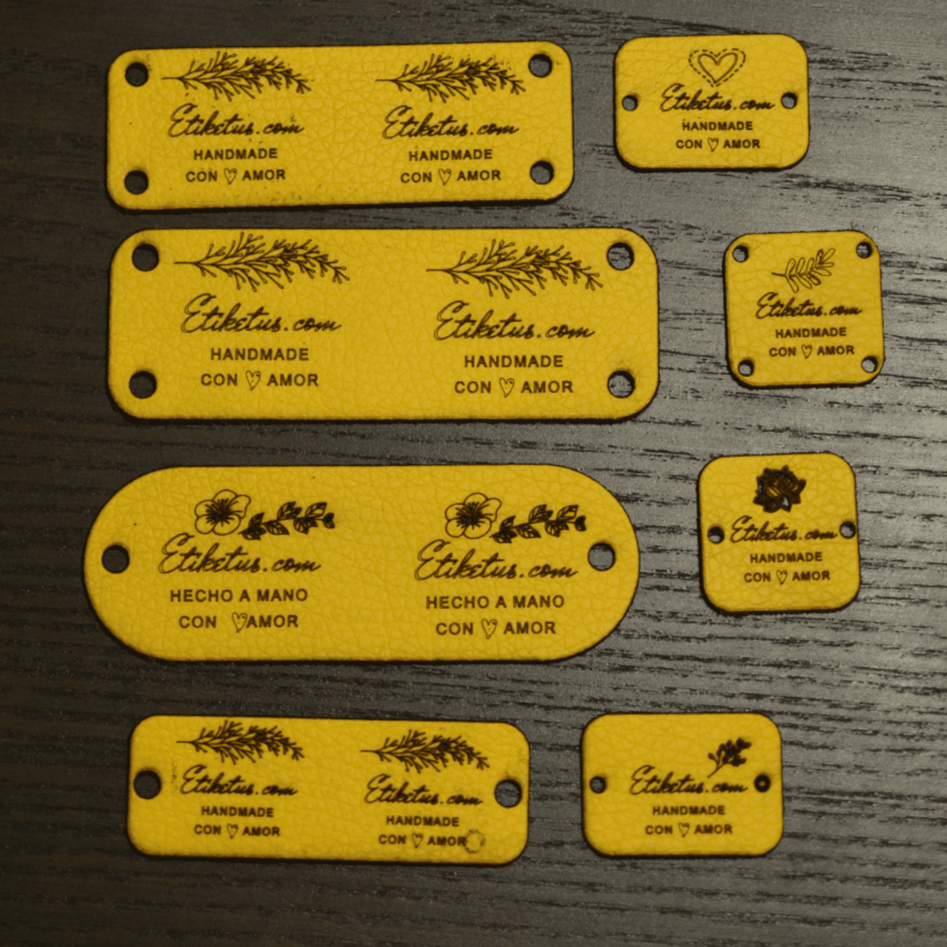 Etiqueta personalizada rectangular de cuero sintético PU - 1